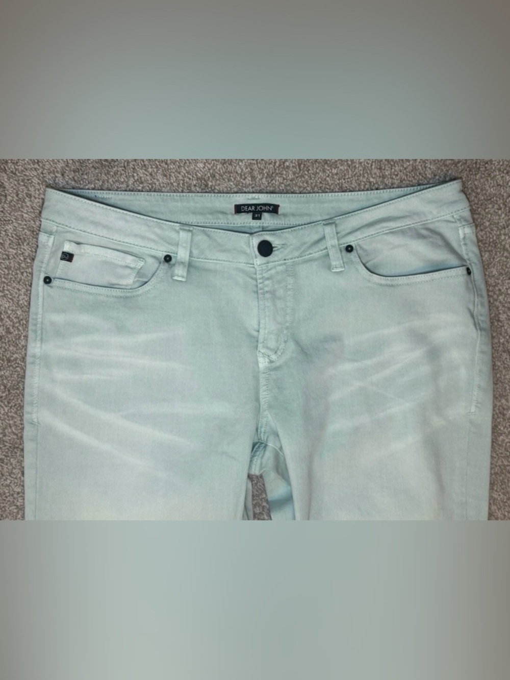 Dear John Womens Mint Green Playback Cuffed Cropped Straight Leg Jeans Size 31 - Picture 4 of 11